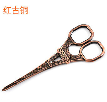 Tijeras de torre de París de la vendimia de acero inoxidable 14cm Tijeras de Torre Hilo hecho a mano cabeza de té tijeras para el hogar