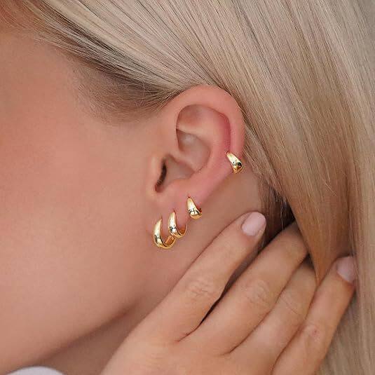 European and American cross-border hot-selling fashion high-end simple geometric ring earrings suit personalized trendy earrings