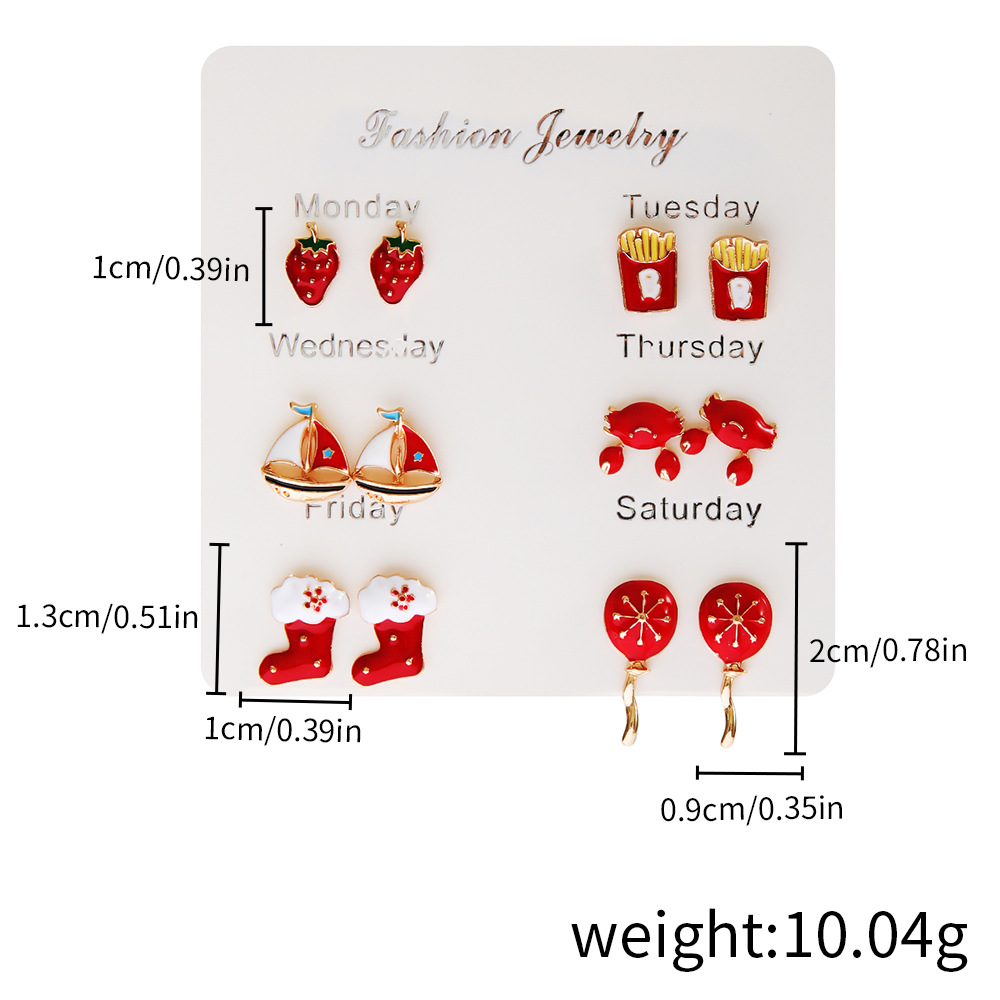 15g Weight Steel needle Ear Needle Material Ear Studs Classification 1 Set Quantity Daily Occasion Alloy Material Rainbow, Fruit, Heart Shape Pattern Women's Gender Enamel Design Cute, Simple Style Style 1 Set Cute Simple Style Rainbow Fruit Heart Shape Enamel Alloy Ear Studs 11