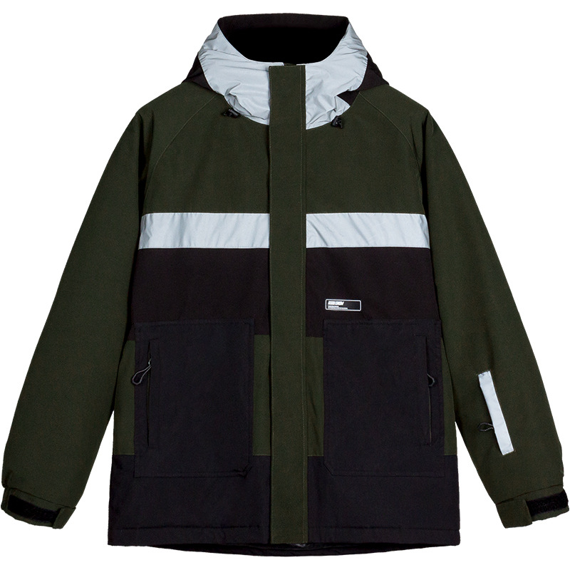 New snowsuit women's jacket warm clip cotton waterproof double board equipment reflective snowsuit men_voghion.com