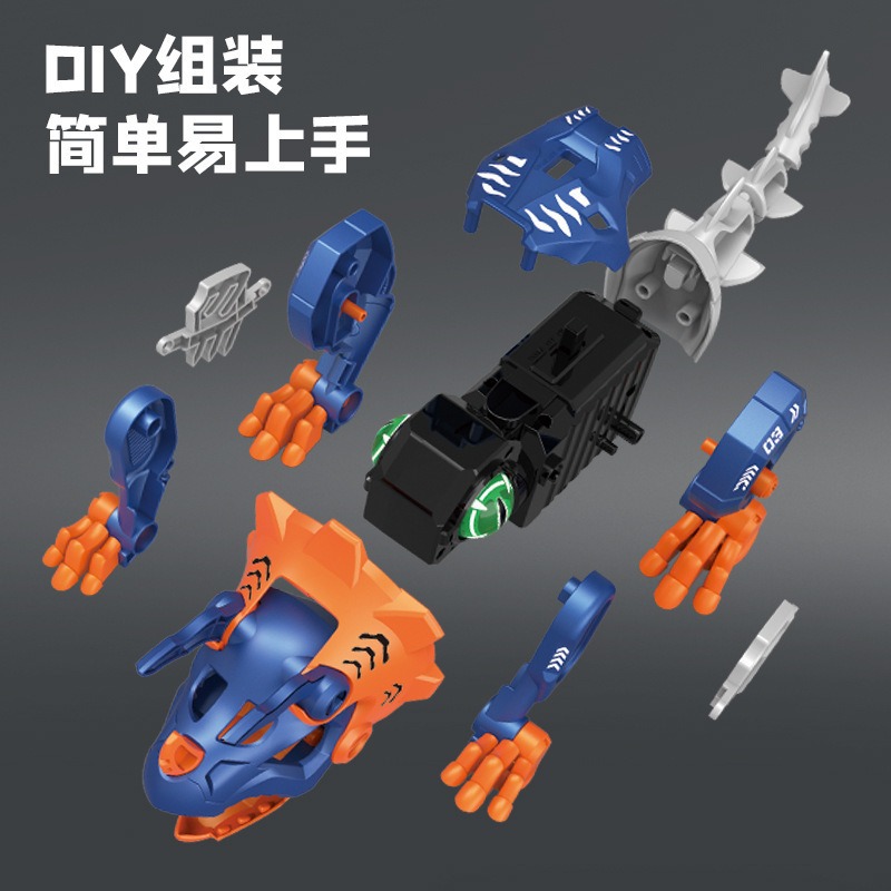 Puzzle transfronterizo dinosaurio ensamblaje juguete simulación diy transmisión electromecánica dinosaurio luz y efecto de sonido juguetes tecnológicos