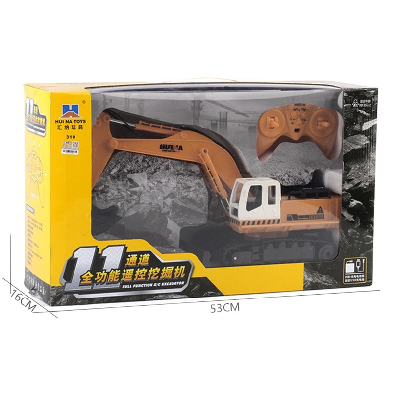 Huina 310 excavadora 11 canales de control remoto excavadora de juguete eléctrico vehículo de ingeniería de control remoto para niños