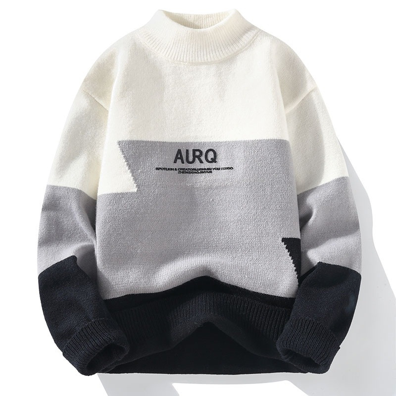 Men's Classic Fashion Turtleneck Warm Sweater Men's Teenagers Warm Mink Velvet Casual Bottoming Knitted Sweater