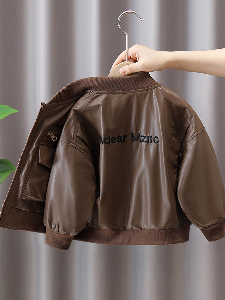 Chaqueta de Cuero para Niños 6215, Abrigo Infantil Moderno y Elegante, Modelo Nuevo Primavera-Otoño 2026, Atuendo Otoñal para Bebés, a la Moda para Niños Pequeños image 4
