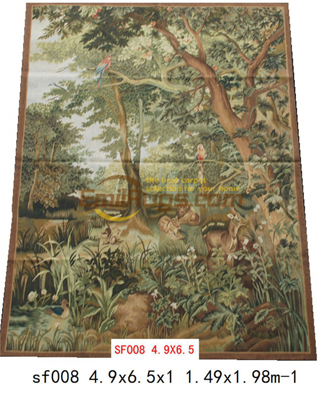 100% Wool Aubusson Knitting Craftsmanship European-Style Living Room Tapestry ​