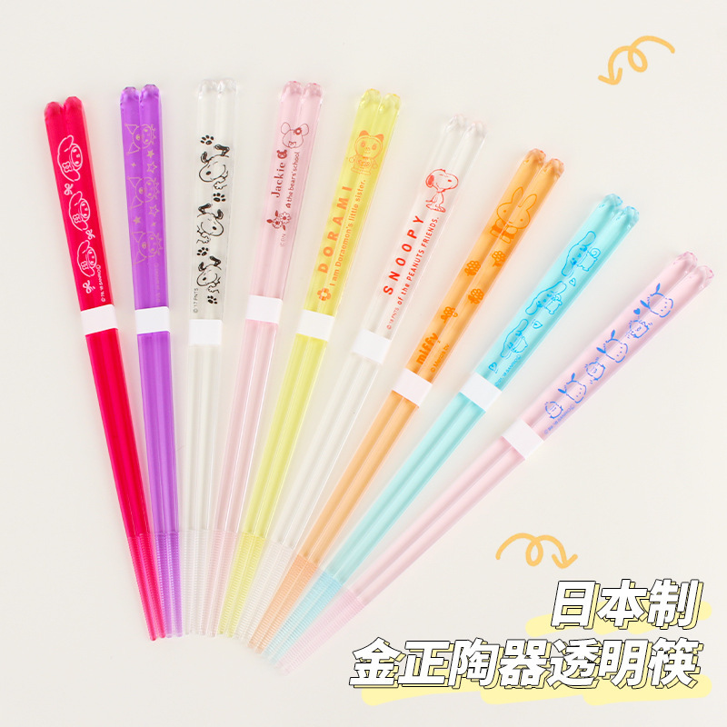 Imported Japanese-made original imported Jinzheng pottery cute style Sanrio melody transparent plastic chopsticks