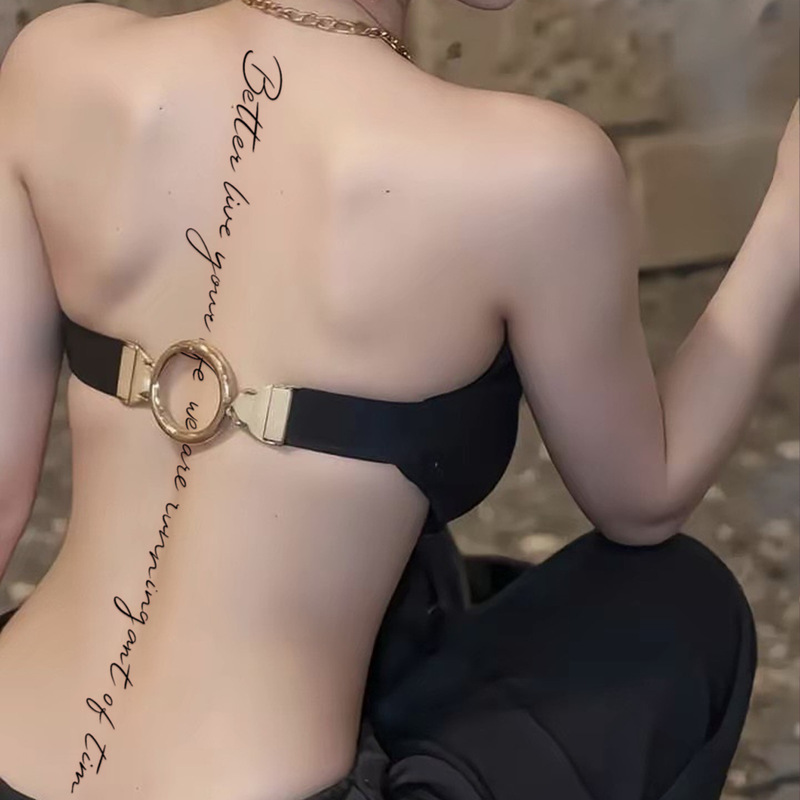 Cross-border sexy girl spine English cursive tattoo stickers, waterproof and long-lasting ins-style tattoo stickers, spine tattoo stickers in stock Cross-border sexy girl spine English cursive tattoo stickers, waterproof and long-lasting ins-style tattoo stickers, spine tattoo stickers in stock