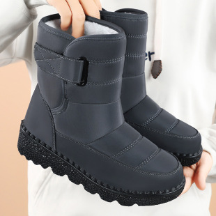 Women's Winter New Cotton Boots, Large Size, Long Boots, Warm, Fleece-Lined, Thickened Polyurethane Cotton Shoes, Outdoor Snow Boots