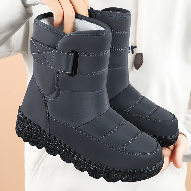 Botas de algodón para mujer, nuevo estilo de invierno, comercio exterior, botas de gran tamaño, zapatos de algodón de poliuretano cálidos y gruesos de terciopelo, botas de nieve al aire libre