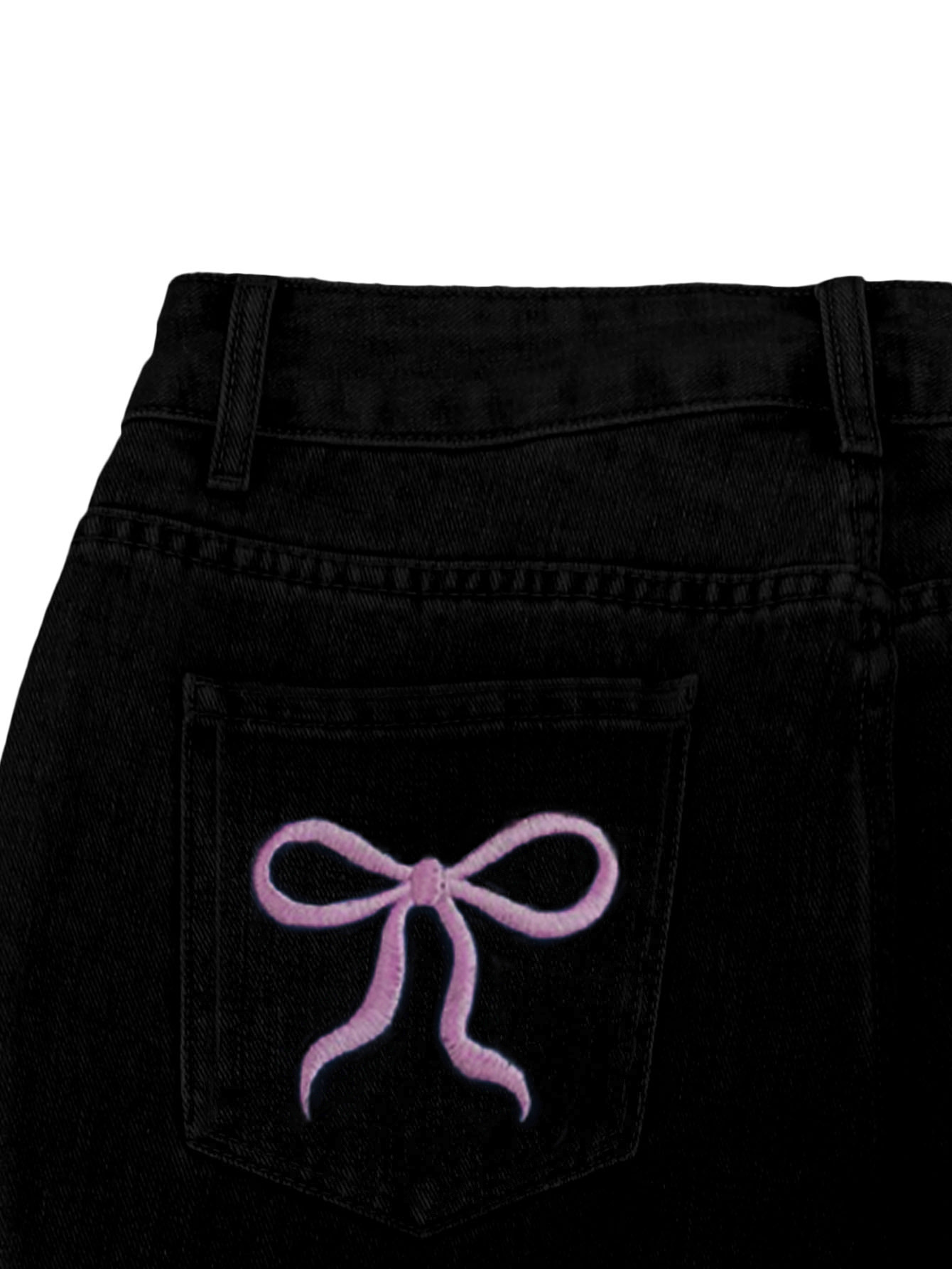 Women's Clothing High Waisted, Bow Tie Patchwork Wide Leg Jeans For Women, Y2K Style, Loose Fit._ecoleips.com