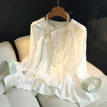 白色复古人丝提花上衣夏季新款时髦国风日常改良中式圆领休闲衬衫