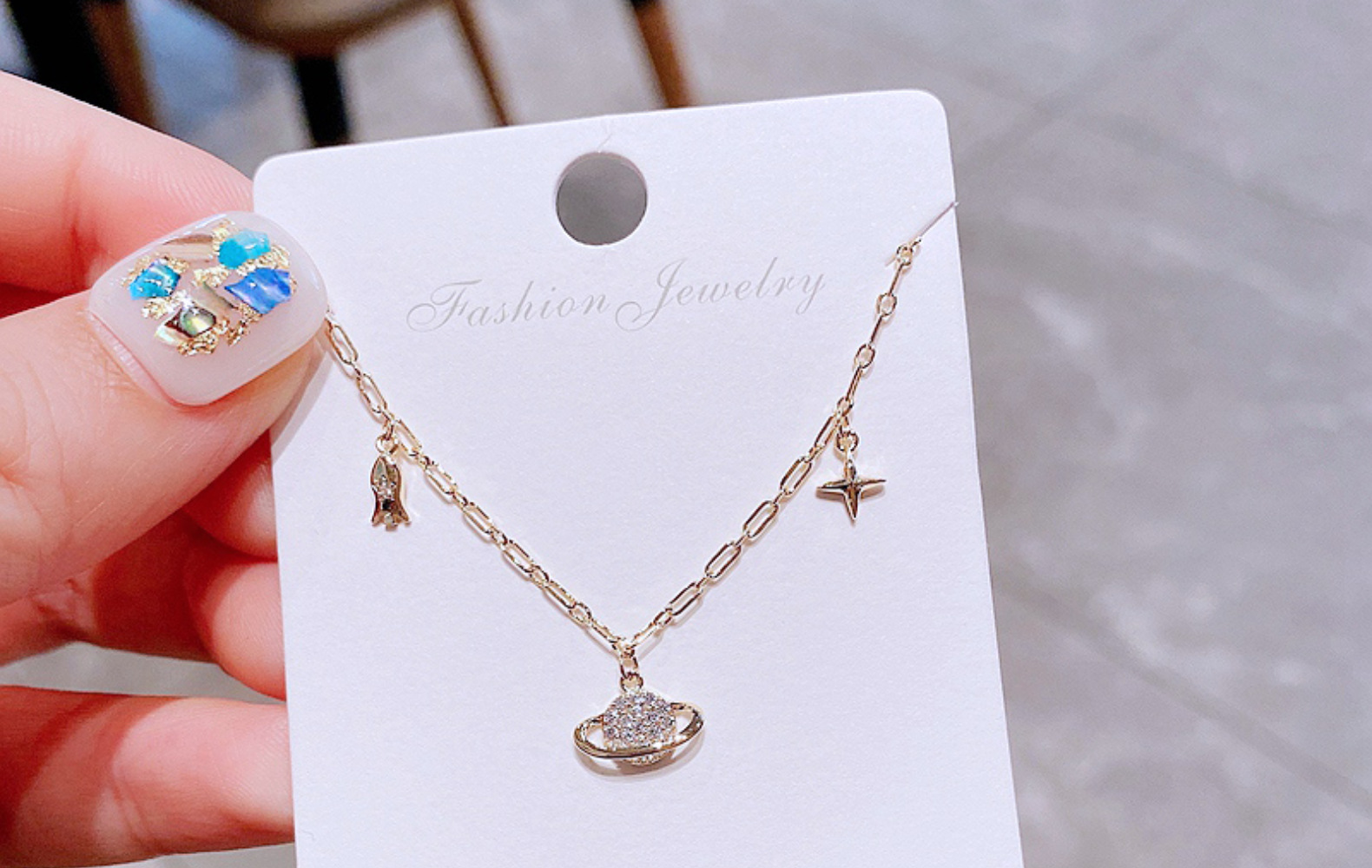 small planet pendant copper inlaid zircon necklace wholesale nihaojewelry