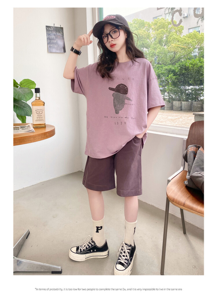 Girls' Sports Two Piece Fashion 2024 New Women's Short Sleeve Set Children's Casual Summer Dress_voghion.com