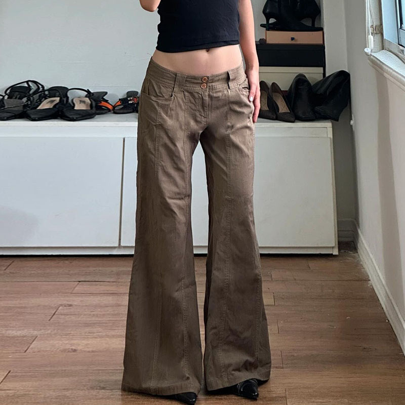 美式复古低腰分割显瘦牛仔裤女美拉德穿搭宽松时尚垂感休闲直筒裤|undefined