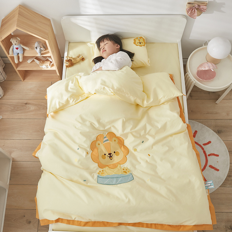 Cotton Embroidered Kindergarten Quilt Three-Piece Set Children's Nap Quilt Bedding Baby Entering Kindergarten