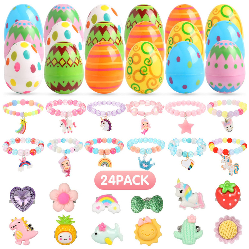 Nuevo producto Huevo de Pascua Impresión Pintado Cáscara de Gata Huevo abierto de plástico Regalo de fiesta Juego de juguetes