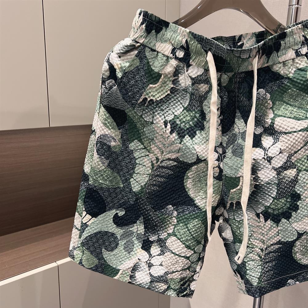 New Summer Thin Men's Casual Printed Quick Drying Beach Shorts Plus Size Straight Leg Five Point Pants_viptrois.com