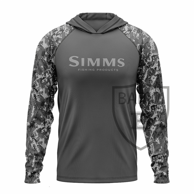 Simms New Men's Long Sleeve Hooded Fishing Suit Outdoor Sports Uv Protection Upf 50+ Fishing Suit