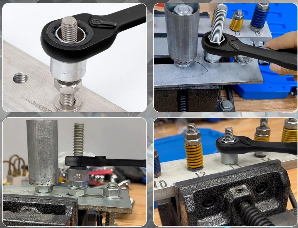 37-piece set of through-hole ratchet sockets, toothed through-hole sockets, 12-point perforated sockets, disassembly tool, multi-functional sockets