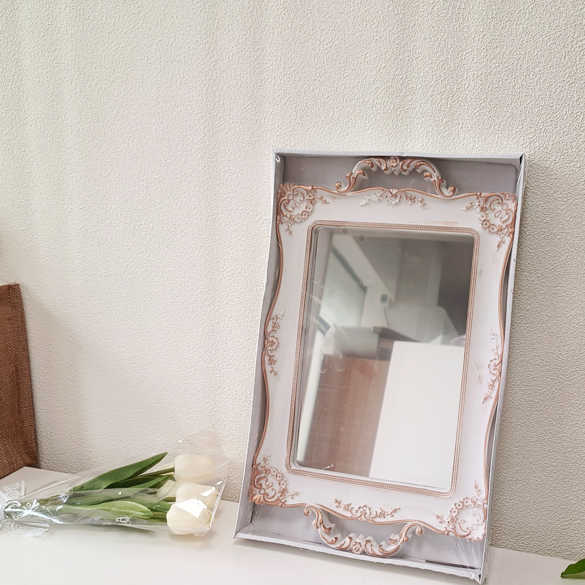 Bandeja de espejo de vidrio retro de estilo europeo ins estilo sala de estar decoración aromaterapia joyería espejo bandeja de almacenamiento