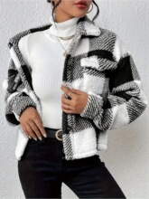 L 49471 Double Sided Plush Button Cardigan ˫��ë�޿���