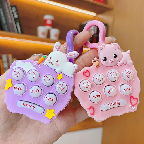 Creative Cartoon Doll Rabbit Gopher Machine Keychain Bear Game Console Pendant Claw Machine Small Gift Wholesale
