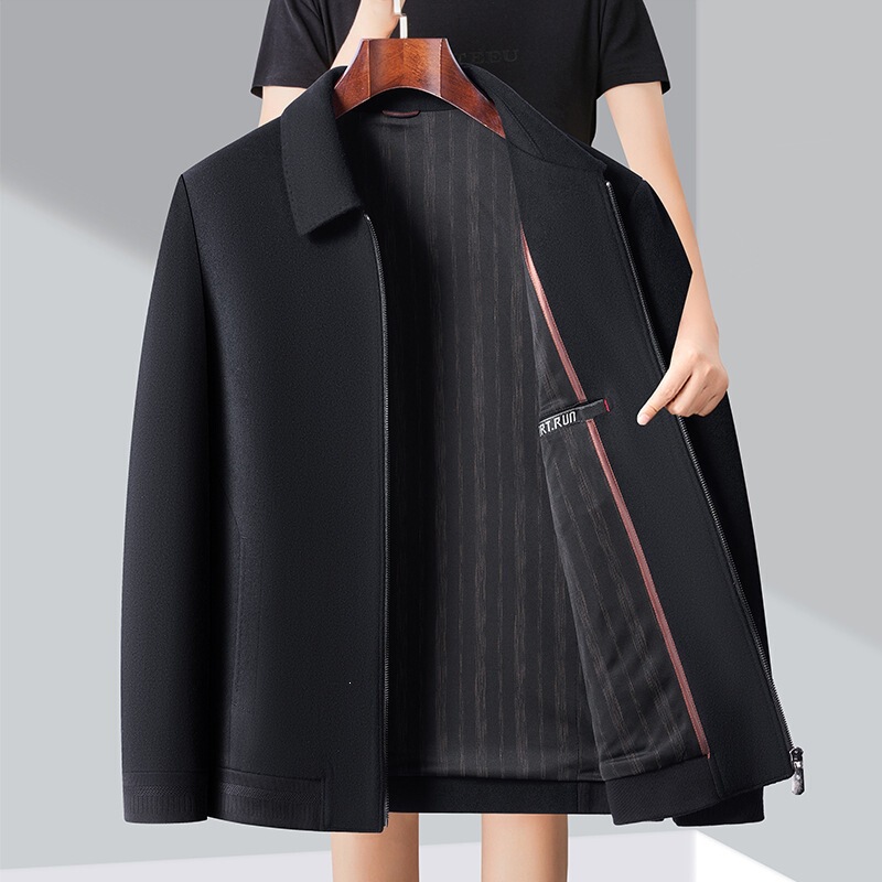 2026 Autumn/Winter Wool Executive Jacket, High-End New Men's Casual Single-Faced Nylon Jacket with a Turn-Down Collar