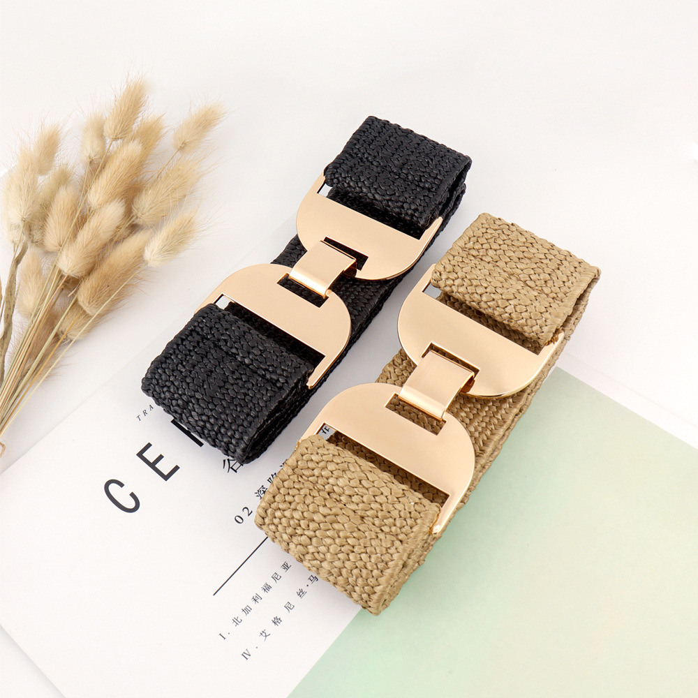 Casual Solid Color Alloy Elastic Band Women's Woven Belts 1 Piece display picture 4