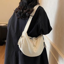 ins韩版复古纯色混色百搭袋慵懒风简约单肩包时尚大容量托特包