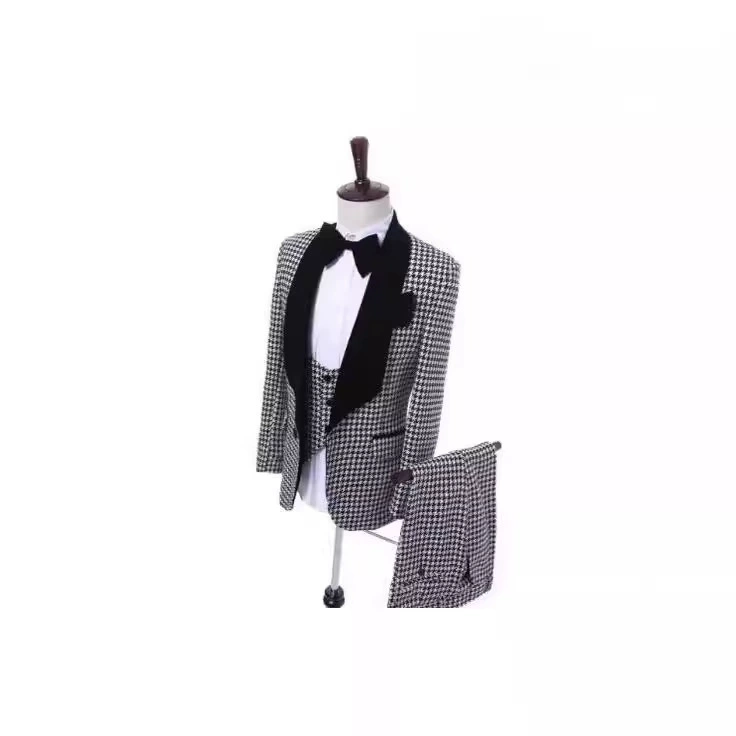 Костюм костюм Мужской костюм из трех частей Жених Свадебное платье Тысяча птиц Мужская одежда cos