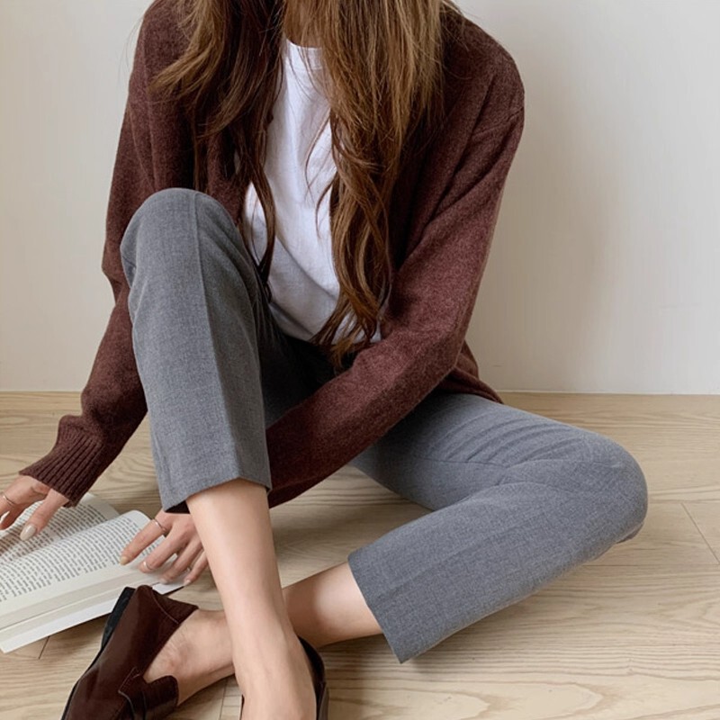 针织衫女开衫春秋2025新款薄款外穿秋季灰色外搭上衣秋冬毛衣外套|undefined