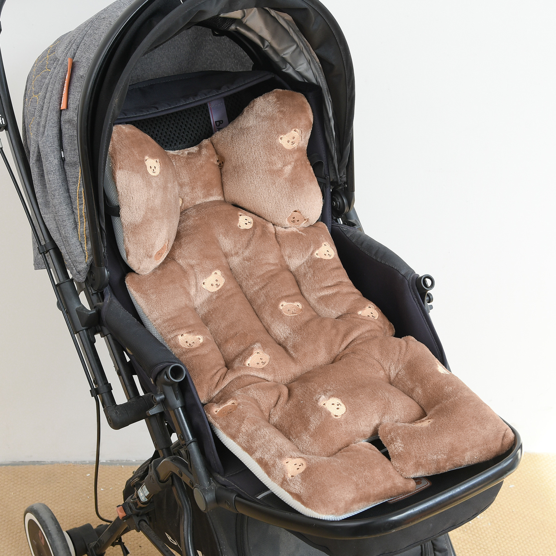 Baby Stroller Baby Plus Velvet Cushion Embroidery Four Seasons Universal Machine Washable Soft Thin Cushion Thick Cushion