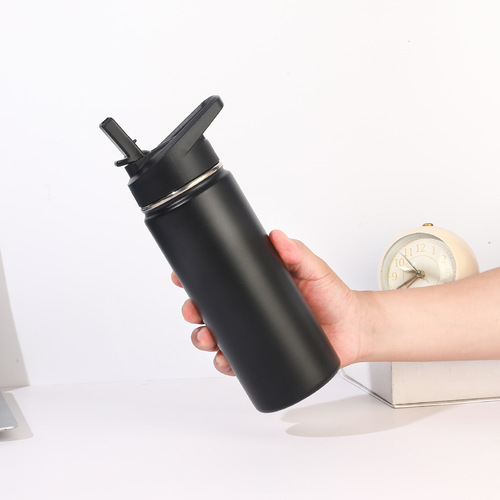 Cross-border sports kettle B16 double-layer space kettle 304 stainless steel thermos cup outdoor sports water cup spray plastic cup