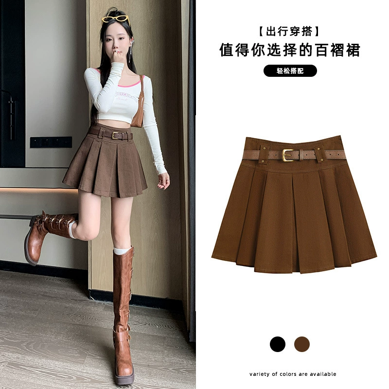 Дизайн с высокой талией горячая девушка юбка в стиле полутело женская осень тонкая