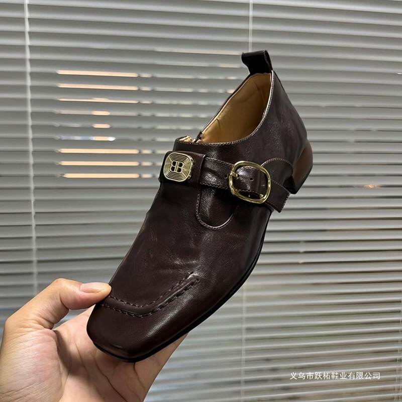 3cm/soft leather/fashionable soft leather wrinkled women's shoes, new autumn and winter versatile square-toed thick-heeled deep-cut women's shoes 3cm/soft leather/fashionable soft leather wrinkled women's shoes, new autumn and winter versatile square-toed thick-heeled deep-cut women's shoes