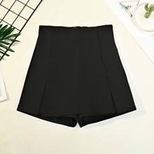 黑色高腰开叉裤裙韩版女装新款弹力半身裙显瘦包臀裙2932一件代发