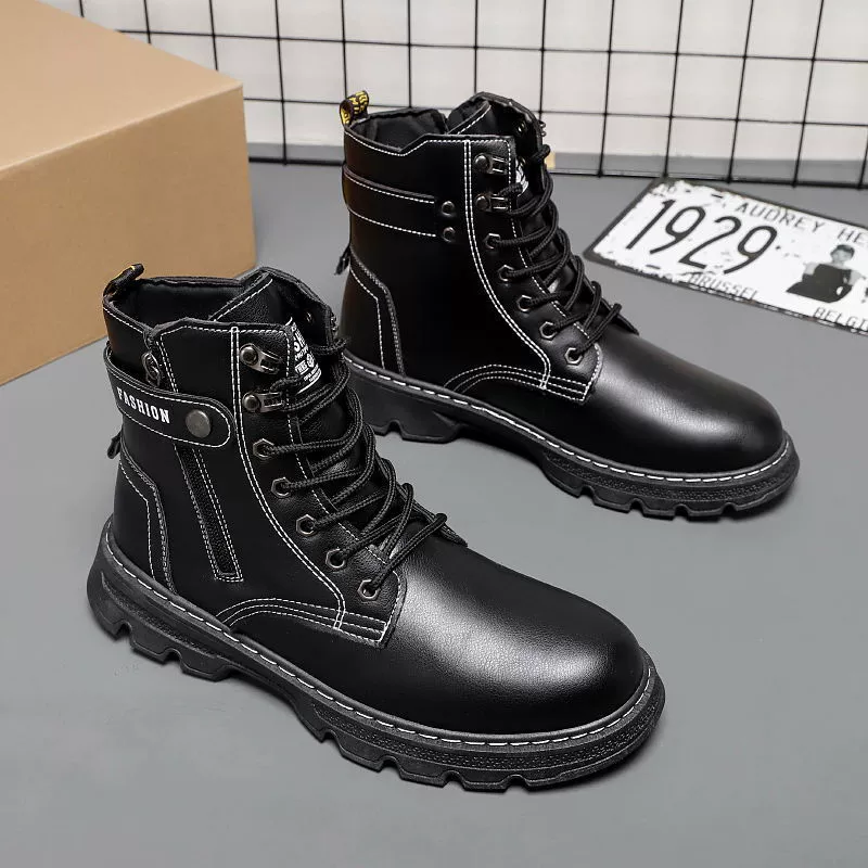 Высокие зимние ботинки в английском (martens) стиле, с тёплой подкладкой, шнуровка и молния, размеры 39–44