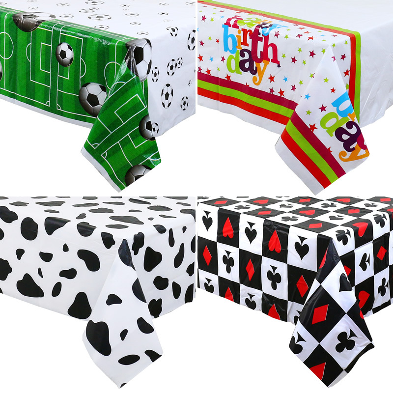 Cross-border Amazon desechable PE rectangular engrosada impreso mantel de fútbol béisbol fiesta de cumpleaños tema mantel