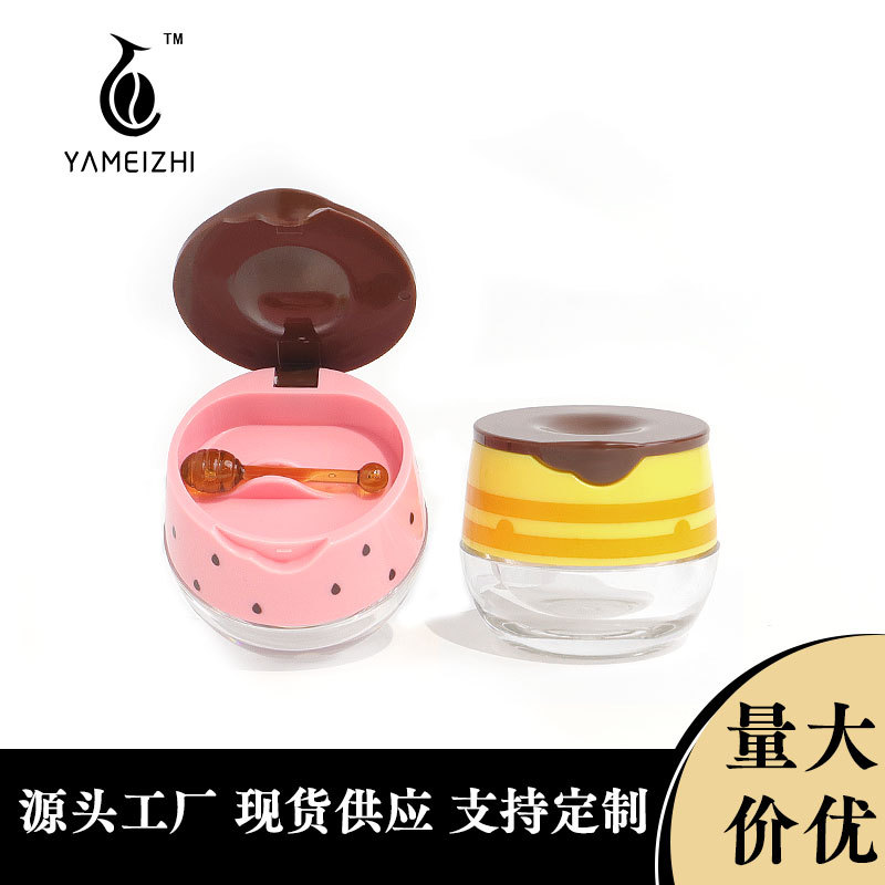 透明翻盖唇膜罐唇蜜罐唇膏瓶带勺子6g眼霜膏分装盒可爱口红润唇膏
