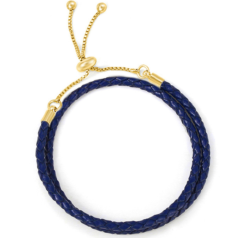 Goldperlen-Armband mit Schnalle, Damenarmband aus Lederband, doppelte Schlaufe, mehrfarbiger Stil, Basic-Kette_voghion.com