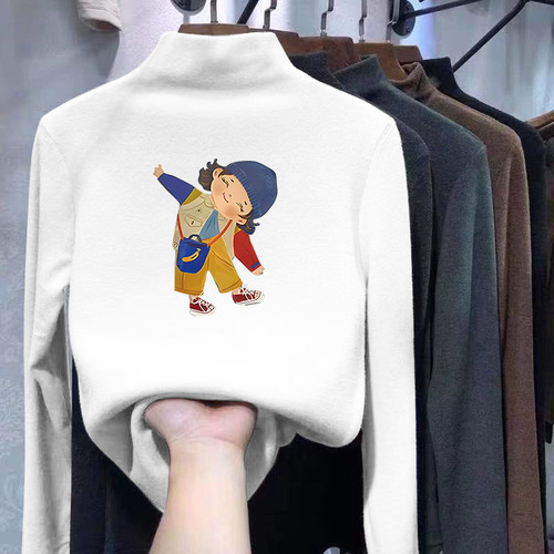 Children's velvet long-sleeved bottomed shirt spring and autumn new product printed Western-style casual t-shirt for girls and babies all-match top T-shirt trend