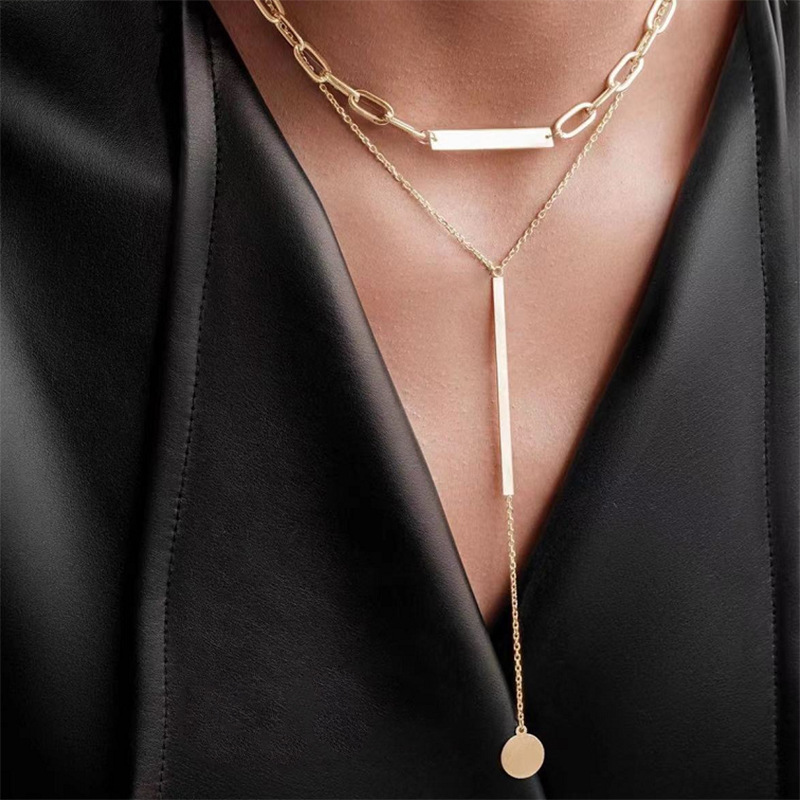 Retro Geometric Tassel Alloy Plating Necklace
