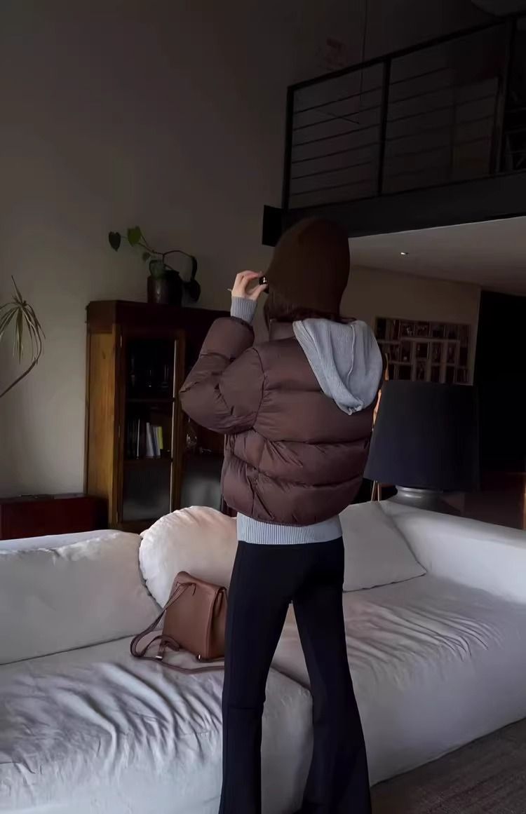 Short High-waisted Down Jacket For Petite Women Kendall Jenner Style_voghion.com
