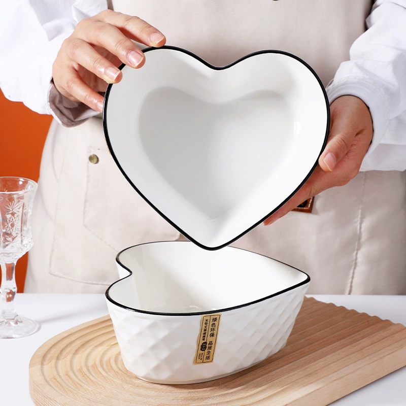 Повседневный скандинавский керамический набор посуды Rose Diamond, миска для риса Love, блюдо для выпечки, милая креативная форма
