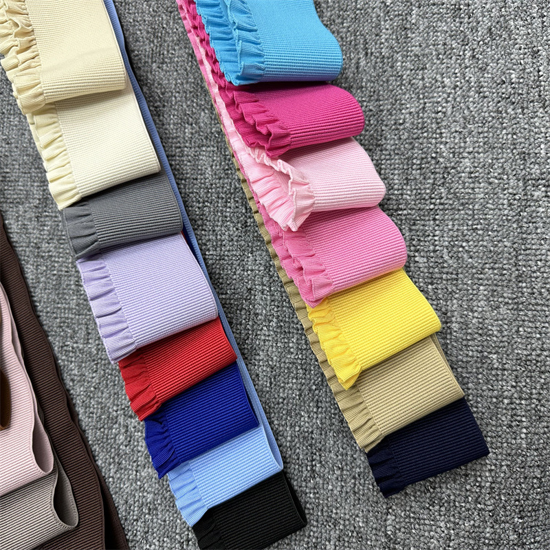 6cm木耳边荷叶纹褶皱松紧带 束腰弹力橡筋织带