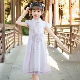 女童新款中国风跳舞旗袍裙六一节小女孩表演服汉服学生舞蹈演出服