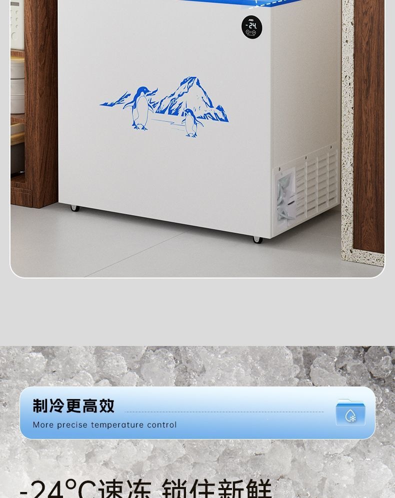Dual-Temperature Dual-Door Freezer, Large-Capacity Household Dual-Use Freezer, Smart Freezer, First-Class Energy-Saving Car Refrigerator