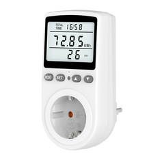 ホワイト/グリーンバックライト EU規格 電力測定ソケット 計費ソケット パワーメーター