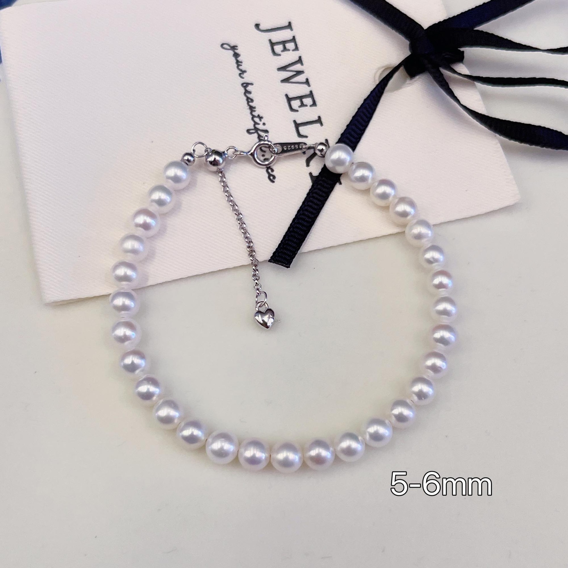 5-6mm(S925 스털링 실버) 담수 라운드 진주 팔찌