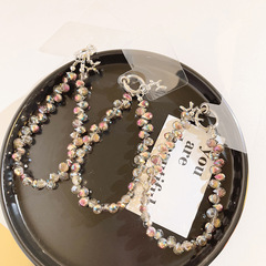 Retro DIY transparent bead phone chain pendant accessory CCD camera niche phone lanyard keychain anti-lost